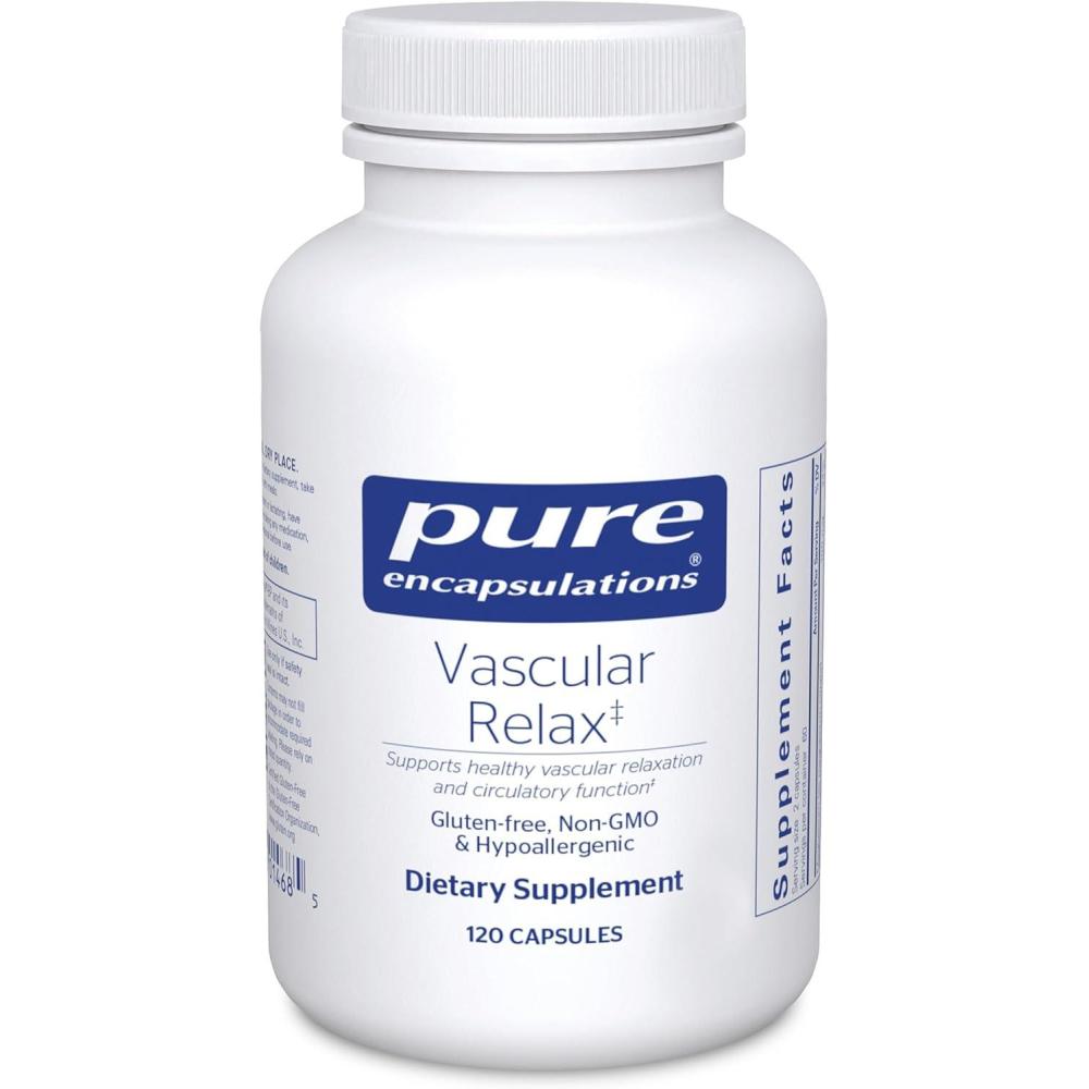 image:imagePure Encapsulations Vascular Relax Hypoallergenic Combination for Healthy Vascular Relaxation and Overall Circulatory Health 120 CapsulesStandard Packaging