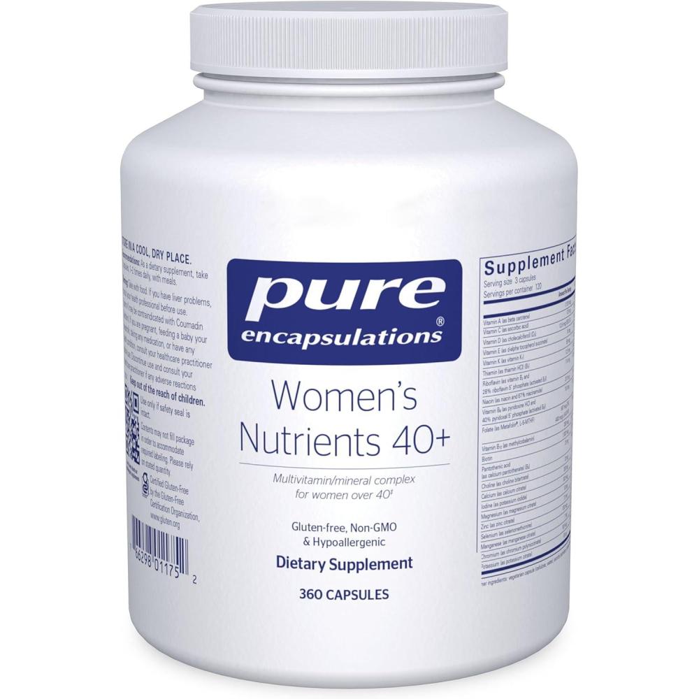 image:imagePure Encapsulations Womens Nutrients 40 Multivitamin for Women Over 40 to Support Urinary Tract Health Breast Cell Health amp Eye Integrity Vitamin C amp E GlutenFree amp NonGMO 360 Capsules360 Count Pack of 1