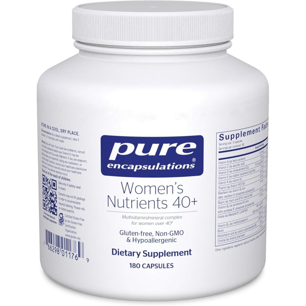 image:imagePure Encapsulations Womens Nutrients 40 Multivitamin for Women Over 40 to Support Urinary Tract Health Breast Cell Health amp Eye Integrity Vitamin C amp E GlutenFree amp NonGMO 360 Capsules180 Count Pack of 1