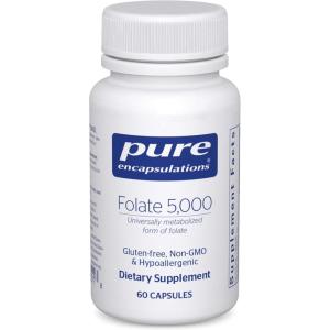 Pure Encapsulations – Folate 5,000 – Activated Vitamin B9 as 5-Methyltetrahydrofolate (5-MTHF) – 60 Capsules
