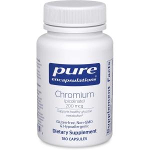 Pure Encapsulations Chromium (Picolinate) 200 mcg | Hypoallergenic Supplement for Healthy Lipid and Carbohydrate Metabolism Support* | 60 Capsules(180 Count (Pack of 1))