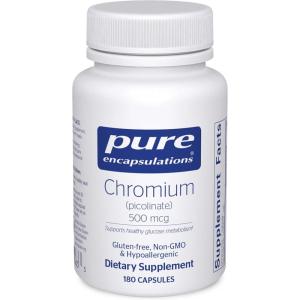Pure Encapsulations Chromium (Picolinate) 500 mcg – for Lipid & Carbohydrate Metabolism* – Mineral Supplement – Superior Absorption Chromium Supplement – Vegan & Gluten Free – 180 Capsules(180 Count (Pack of 1))