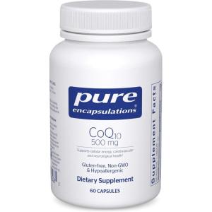 Pure Encapsulations CoQ10 500 mg | Coenzyme Q10 Supplement for Energy, Antioxidants, Brain and Cellular Health, Cognition, and Cardiovascular Support* | 60 Capsules(60 Count (Pack of 1))