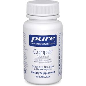 Pure Encapsulations Copper Glycinate 60’s – 2 mg Copper Supplement, Supports Red Blood Cell Formation* – Aids Energy Metabolism – Non-GMO & Vegan – 60 Capsules(60 Count (Pack of 1))