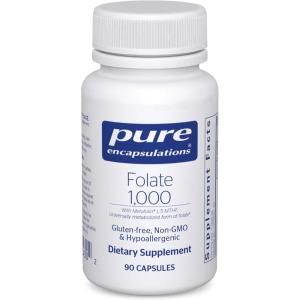 Pure Encapsulations Folate 1000 – Metafolin L-5-MTHF – Heart Health Supplement* – Folate Supplement – Non-GMO & Gluten Free – 90 Capsules(90 Count (Pack of 1))