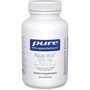 Pure Encapsulations Niacitol 500 mg | Hypoallergenic No-Flush Niacin to Support Digestion, Hormone Synthesis, and Tissue Formation | 120 Capsules(120 Count (Pack of 1))